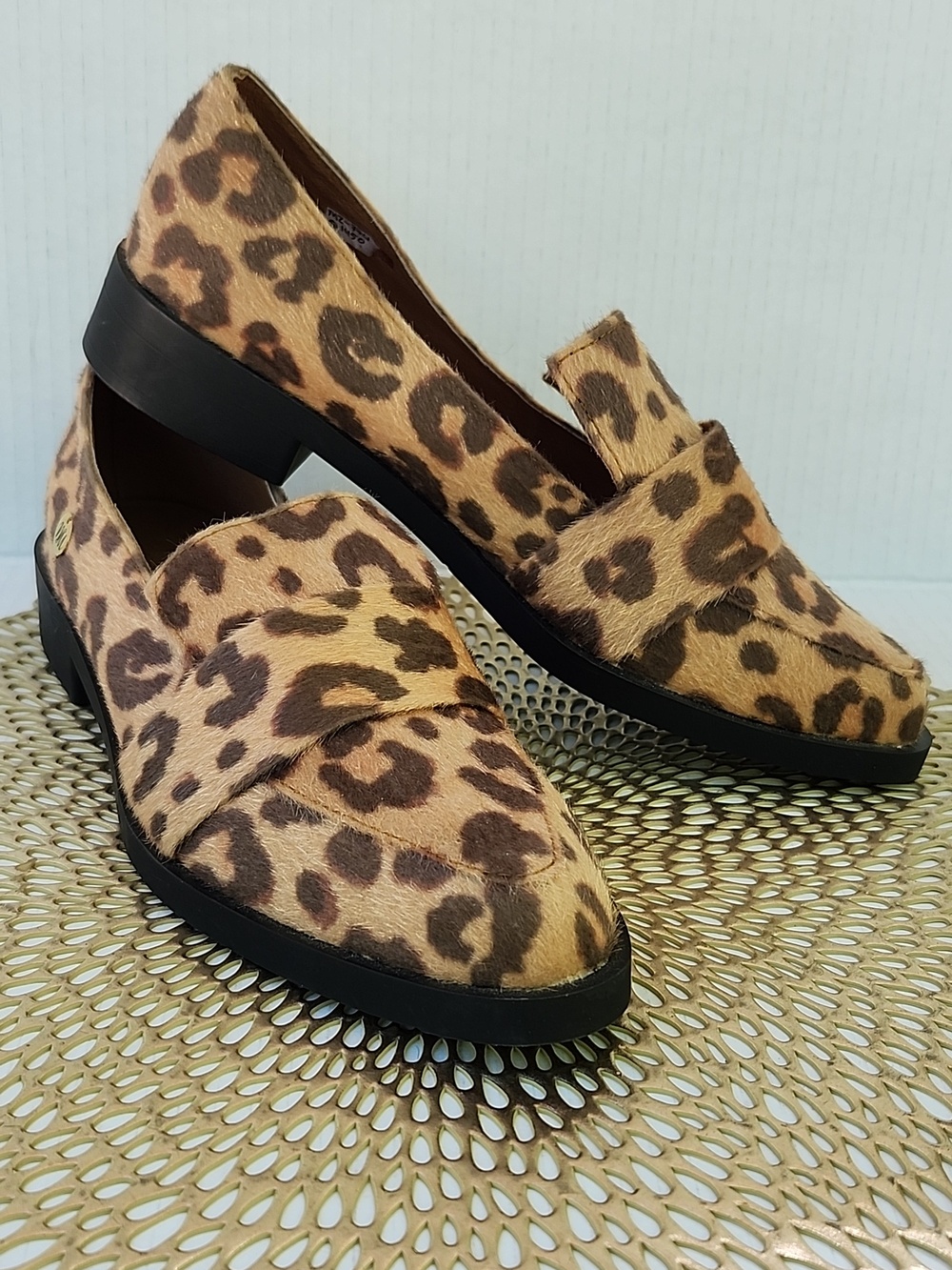 NWOT MULIERI CALF HAIR LEOPARD PRINT LOAFERS